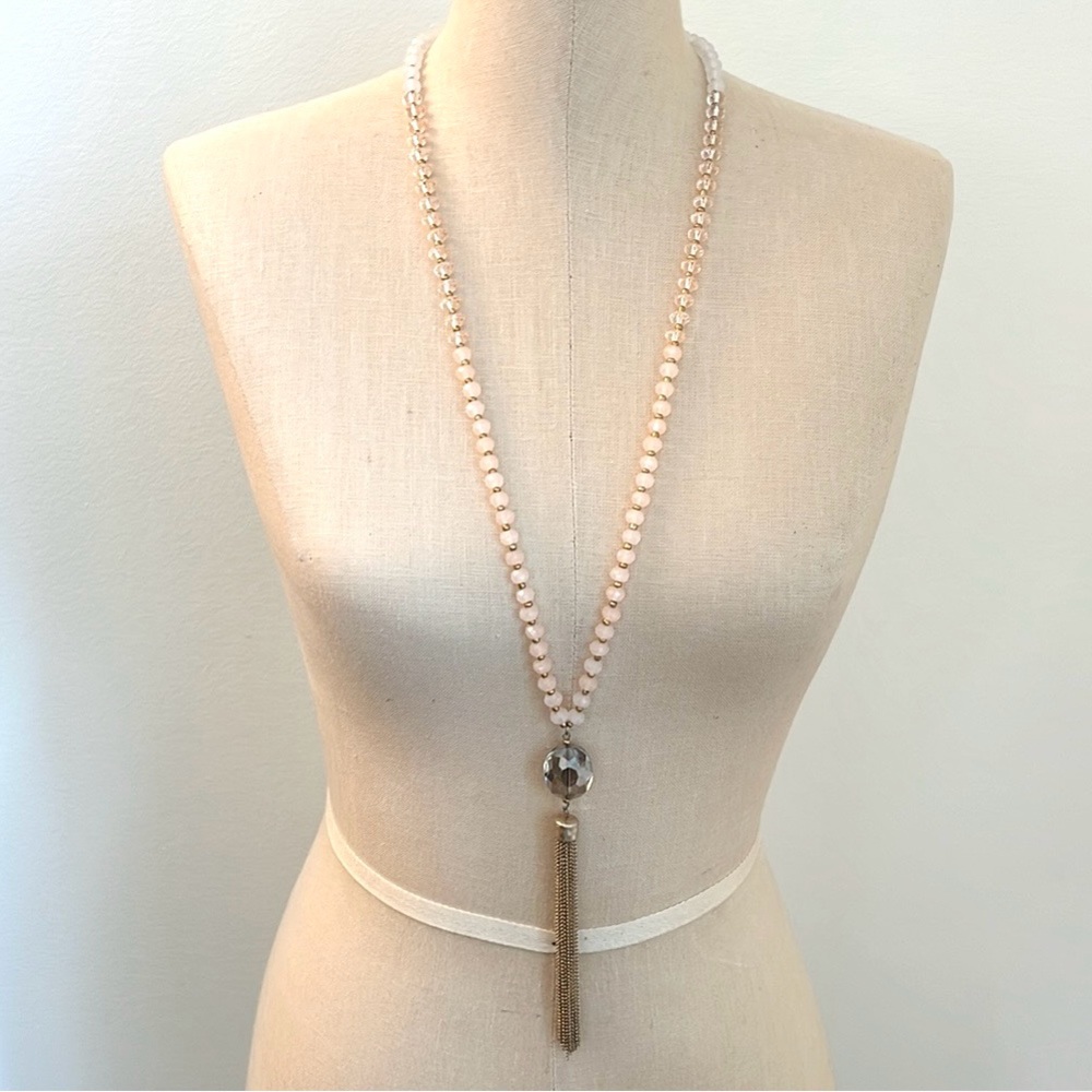 LOFT Blush & Gold Tassel Necklace